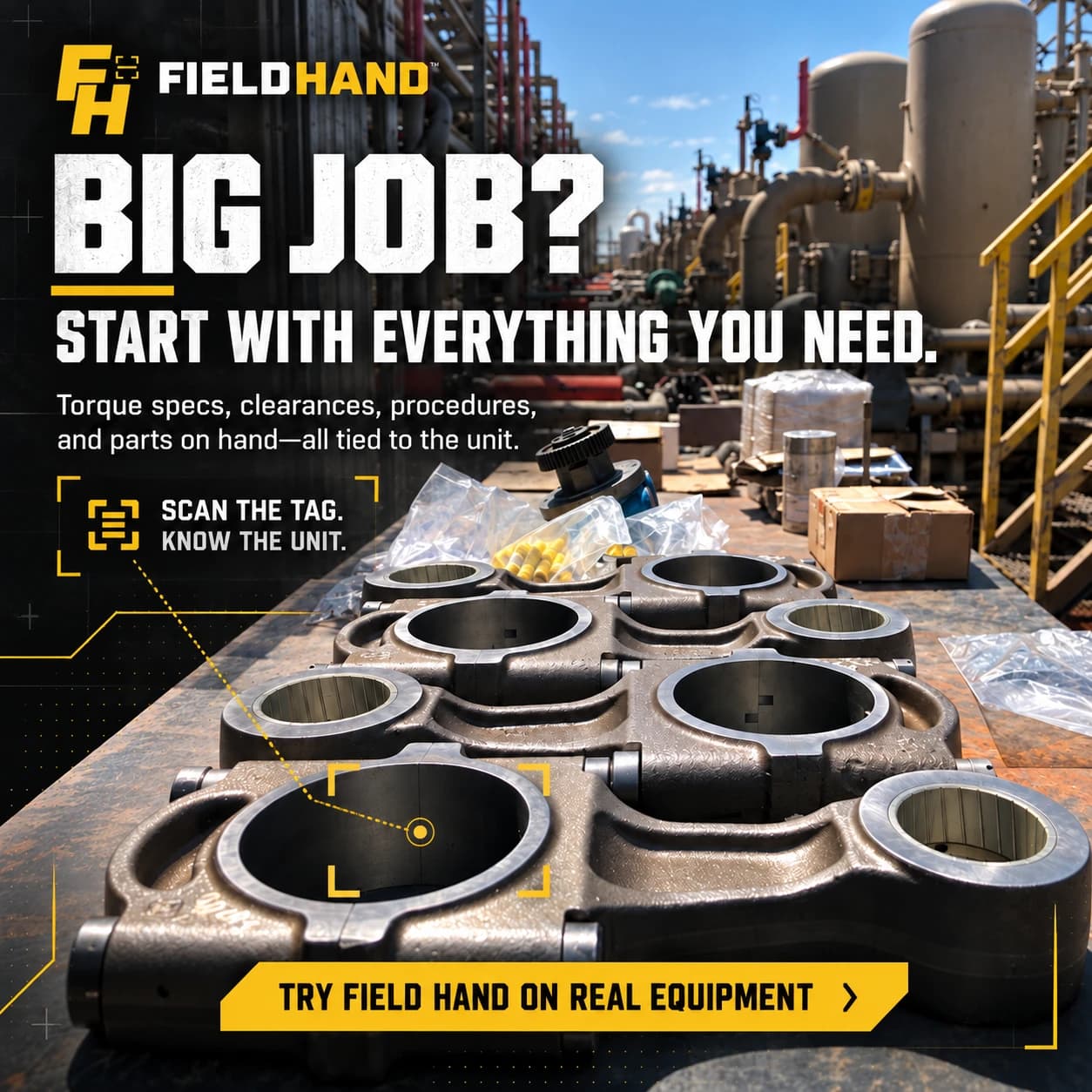 Big job? Start with everything you need — scan the tag, know the unit