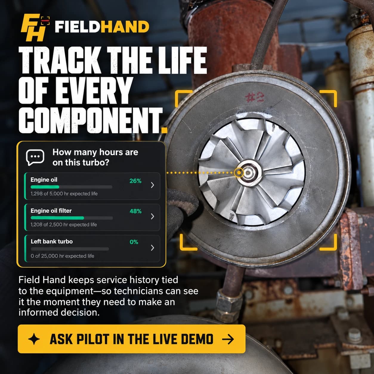Track the life of every component — live hour-based life bars